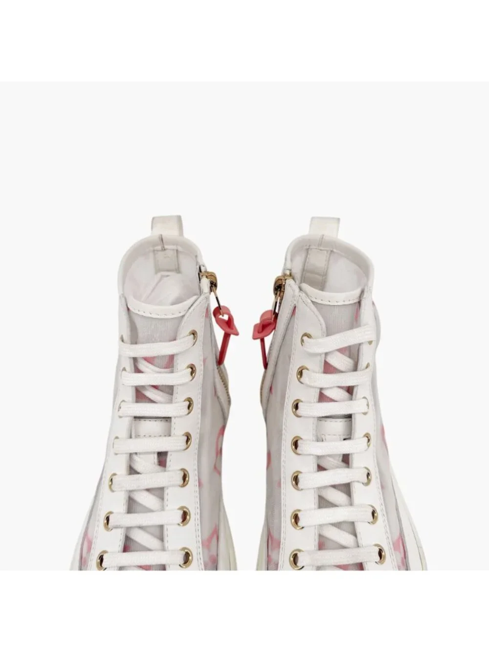 Louis Vuitton Stellar High Top White Pink Mesh Sneaker Boots Size 37 US 7 Women